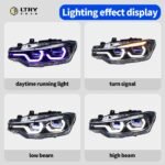 LTRY is suitable for BMW 3 Series F30 320i LCI F35 2013 2015 2018 Headlight Upgraded Edition Full LED White/Yellow/Purple DRL switchable Ikon headlights - Image 3