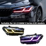 LTRY G30 headlights 2021-2023 5 series three color version yellow and white upgraded LED DRL headlights BMW laser lens style