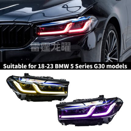 LTRY G30 headlights 2021-2023 5 series three color version yellow and white upgraded LED DRL headlights BMW laser lens style