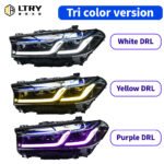 LTRY G30 headlights 2021-2023 5 series three color version yellow and white upgraded LED DRL headlights BMW laser lens style - Image 2